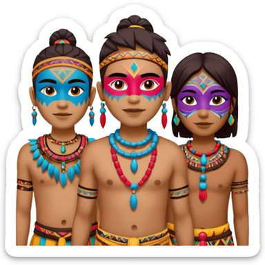 tribals in tribal colors festival time sticker