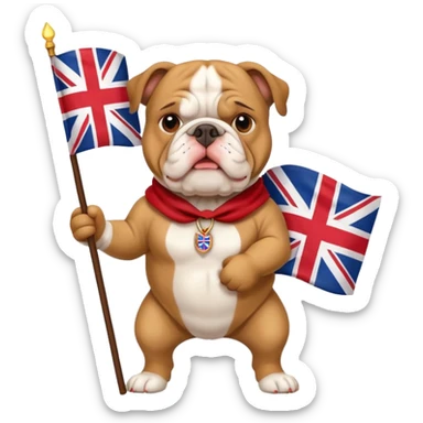 bulldog holding a British flag, English theme sticker