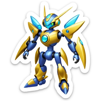Shiny Futuristic Fakemon-Pokemon-Digimon-Spectrobes-Medabot-fusion, full body sticker