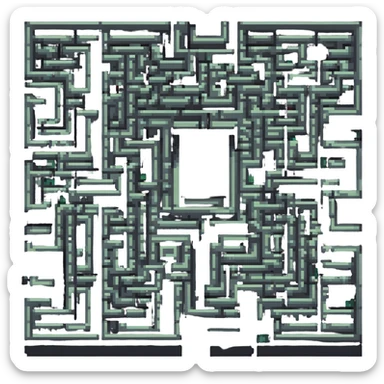 a maze in a pixel art style, retro and blocky sticker