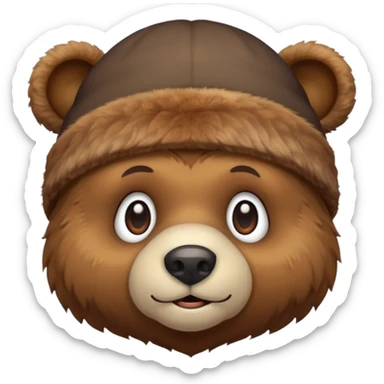 bear face with a beanie sticker