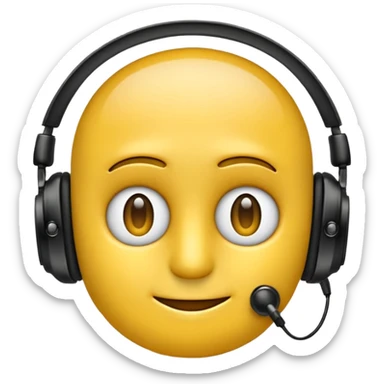 Ein gelber runder Emoji. Augen geslossen. Total im moment. Glpcklich, leichtes lächeln. Verträumt. Leichtigkeit. Freiheit. Overearkopfkörer auf und im hintergrund leichte muster die erkennen lassen dass techno läuft sticker