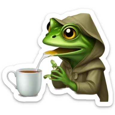 frog drinking tea using a hood sticker