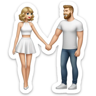 Pop star Taylor swift and kc chief Travis Kelce holding hands sticker