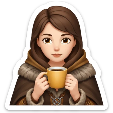 viking brunette woman drinking coffee sticker