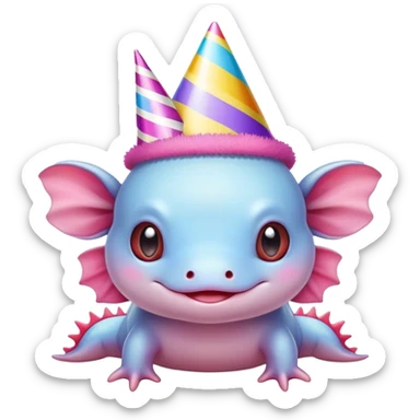 axolotl with birthday hat sticker