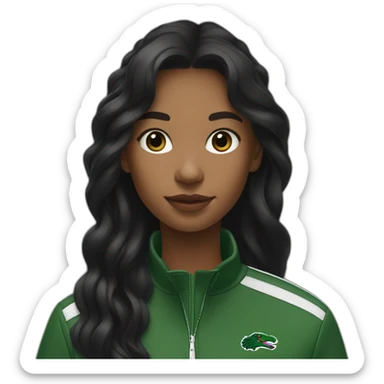 Lacoste bag black girl with long hair with black lacoste windbreaker sticker