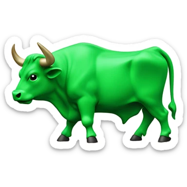 Green bull with bullish trend chart sticker