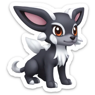 Edgy Cool Kawaii Baby Houndoom-Nargacuga-Absol-Garurumon-Pokémon Full Body Detailed High Quality sticker