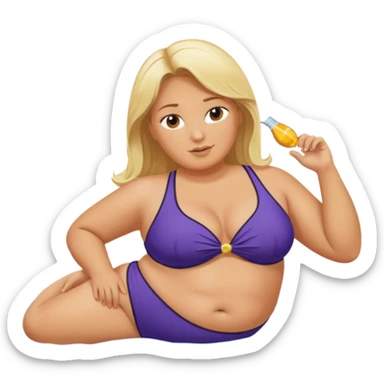 Obese blonde laying on beach  sticker