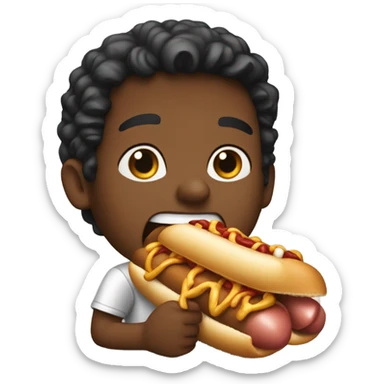 Carter eating a hotdog sticker