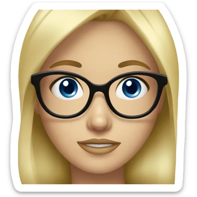 blonde girl blue eyes with glasses indoors sticker