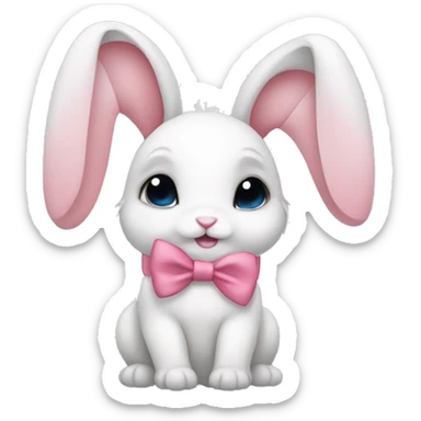 Baby bunny with coquette bow on ear sticker