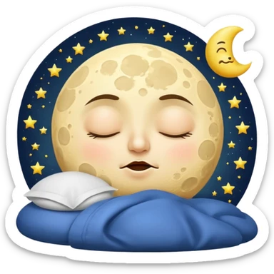 cartoon moon with sleepy face and nightcap sticker