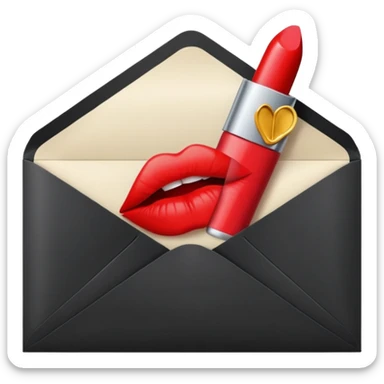 closed envelope with lipstick kiss print sticker