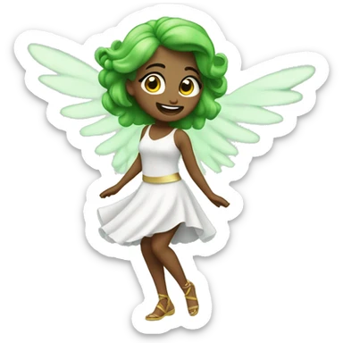 Hada pelirroja feliz con ojos verdes bailando  sticker