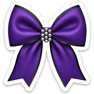 goth bow with velvet texture, deep purple and black, silver studs, dramatic shadows sticker