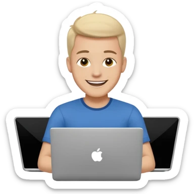 happy man on laptop sticker
