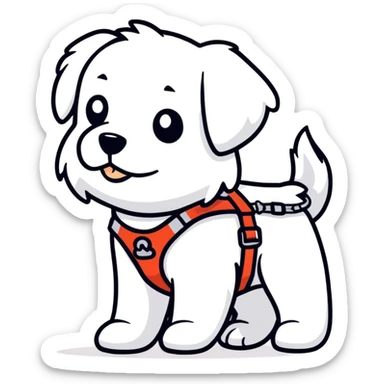 Maltese dog guiding a blind person  sticker