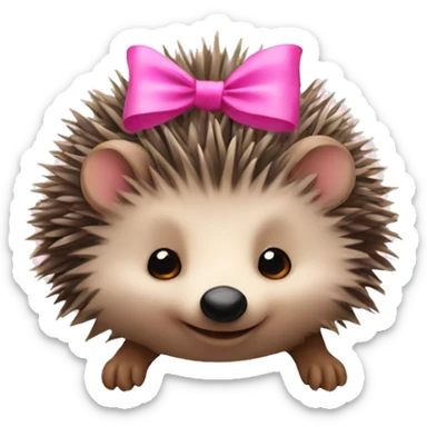 hedgehog with a pink bow sticker