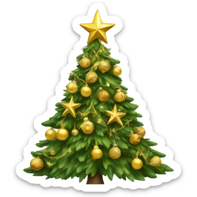 Christmas tree with gold decorations sticker
