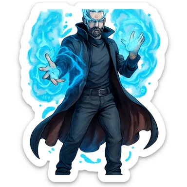 the strongest sorcerer of the modern age, powerful, mystical, modern clothing, magical aura sticker