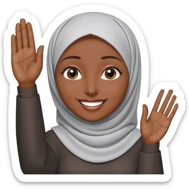 Dark skinned Muslim woman raising hand sticker