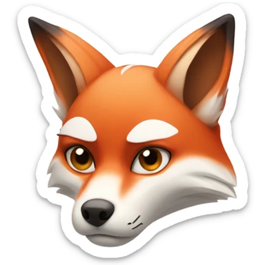 red and white fox, sad face, frowning sticker