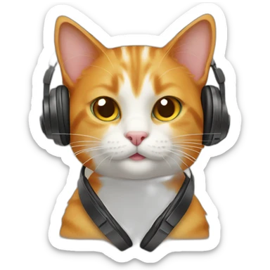 ginger cat with headphones sticker