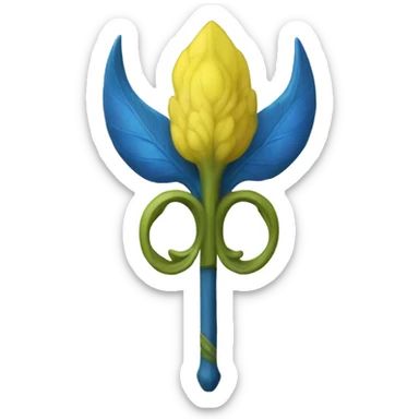 yellow-blue trident with viburnum sticker