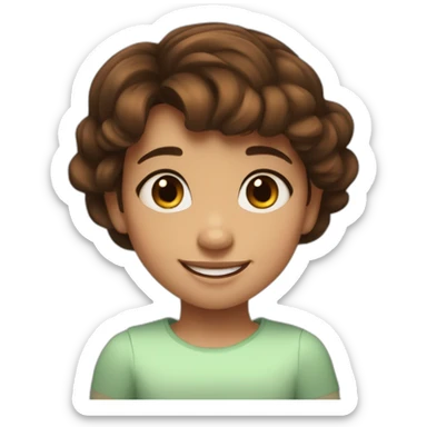 cute little smiling girl, shor brown hair, brown eyes, dsisney style, pixar style sticker
