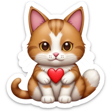 cat with heart by paws sticker