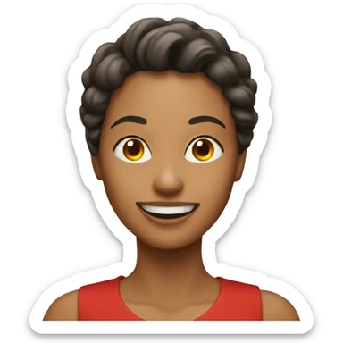 Woman with the red heat smiling  sticker