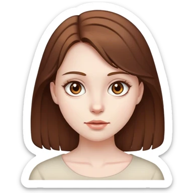 Girl with brown hair and brown eyes, and white body  sticker