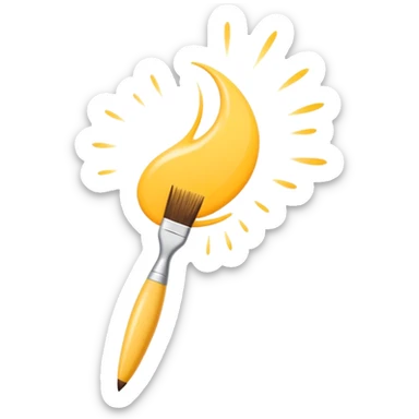 A digital paintbrush hovering in the air, drawing an incomplete emoji with smooth, sketch-like lines. Tiny sparkles and creative energy flow from the brush, giving the sense of creation. Minimalist, clean, and modern digital illustration, perfect for an empty state UI. sticker