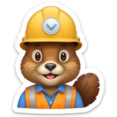 beaver  wearing a hard hat emojis funny sticker