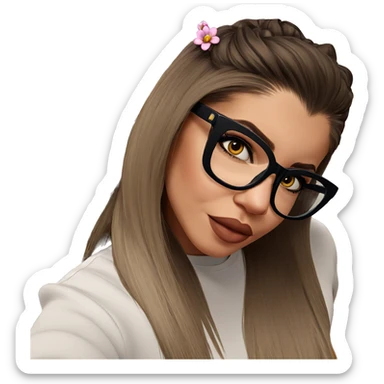girl with glasses and flowers sticker
