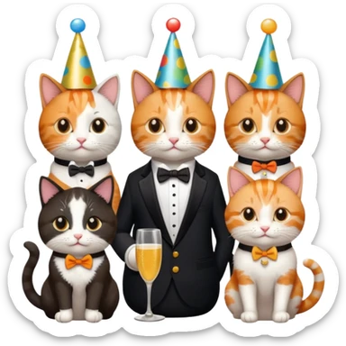 12 cats at a birthday party sticker