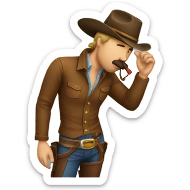a cowboy shushing a horse sticker