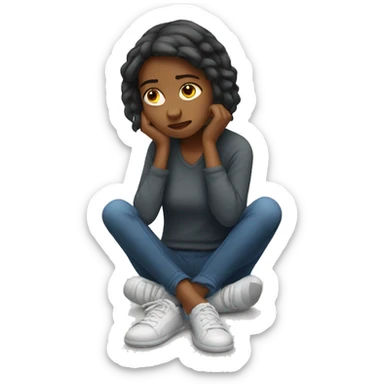 woman sit sad sticker
