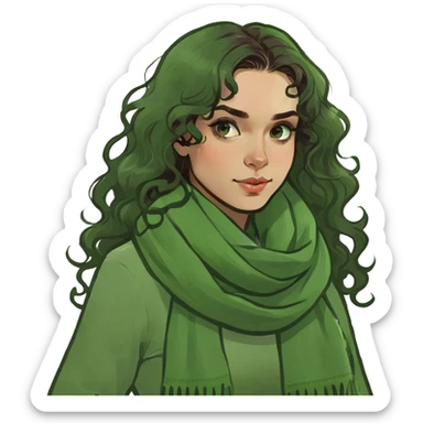 pretty brunette girl with long curly hair  sticker