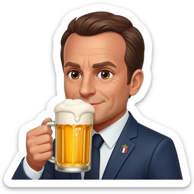 Macron qui bois une bière sticker
