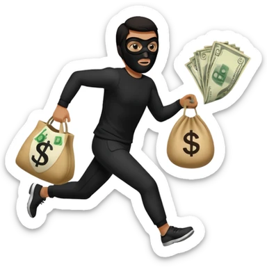 Thief running away with money bag  sticker