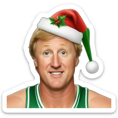 Larry Bird with Christmashat sticker