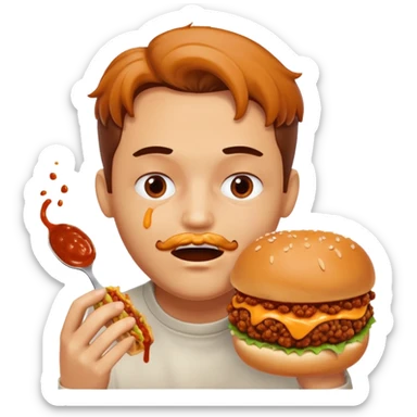 person eating sloppy joe sticker