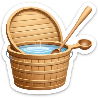 Sauna wooden bucket and ladle sticker