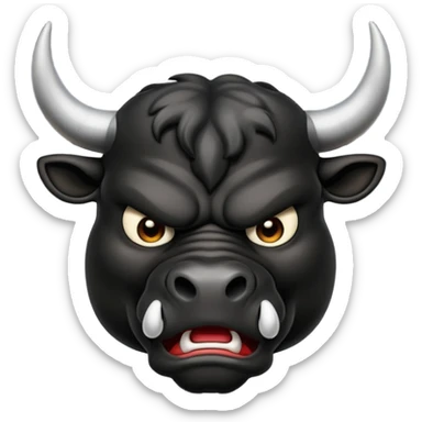 Emoji angry powerful black bull steaming from nose sticker