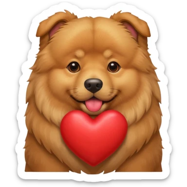 Golden Retriever/Chow Chow mix holding a large heart in its mouth sticker