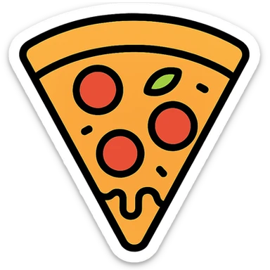 colorful outlined icon of a pizza slice sticker