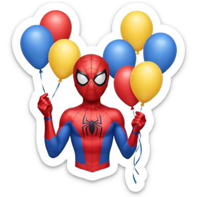 spiderman holding balloons sticker
